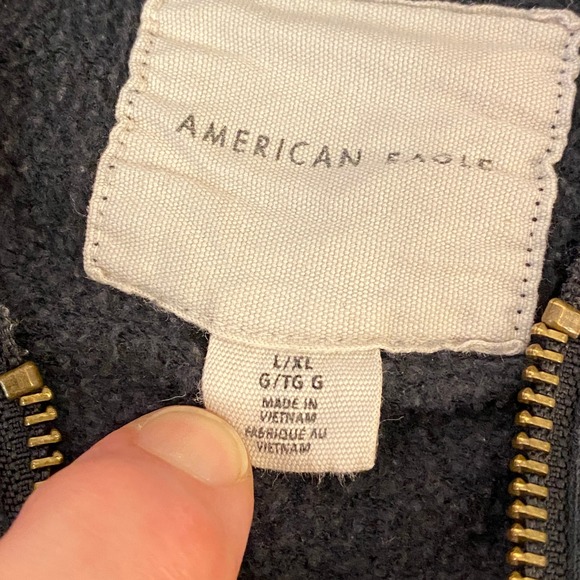 American Eagle Outfitters Womens Full Zip Hoodie Sweatshirt L/XL Gray Blue - Picture 3 of 10